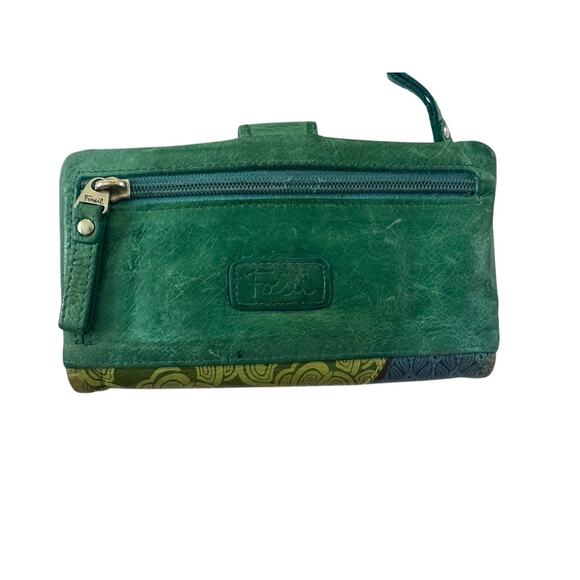 Vintage Womens Fossil Wallet Embroidered Leather Elephant FLAWS READ #5304 - Picture 15 of 15